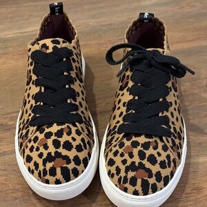 kate spade Leopard-Print Lace-Up Sneakers in Tan, Black, Brown